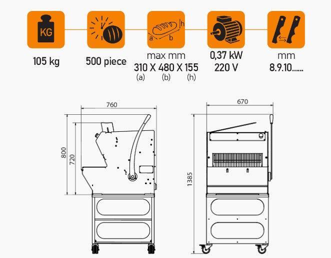Mataş Makina Bread Slicer EFE-01 - Makina Jay Dee 03298061146801