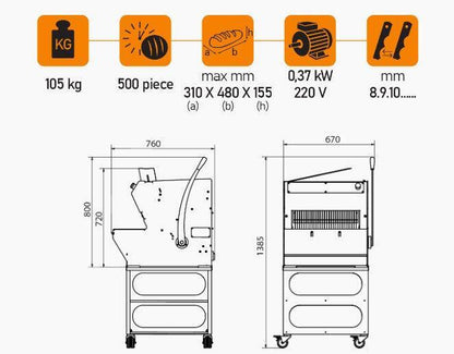 Mataş Makina Bread Slicer EFE-01 - Makina Jay Dee 03298061146801