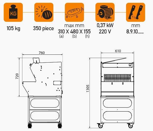 Mataş Makina Bread Slicer EFE-02-01 - Makina Jay Dee 03298060740273