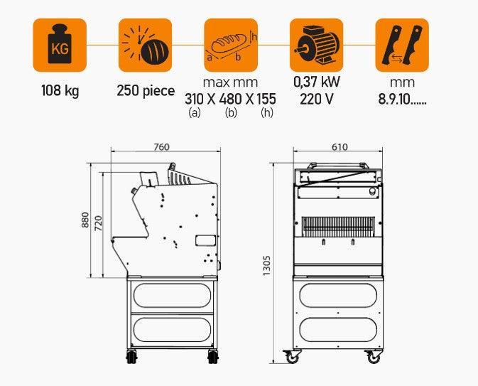 Mataş Makina Bread Slicer EFE-02 - Makina Jay Dee 03298060397105