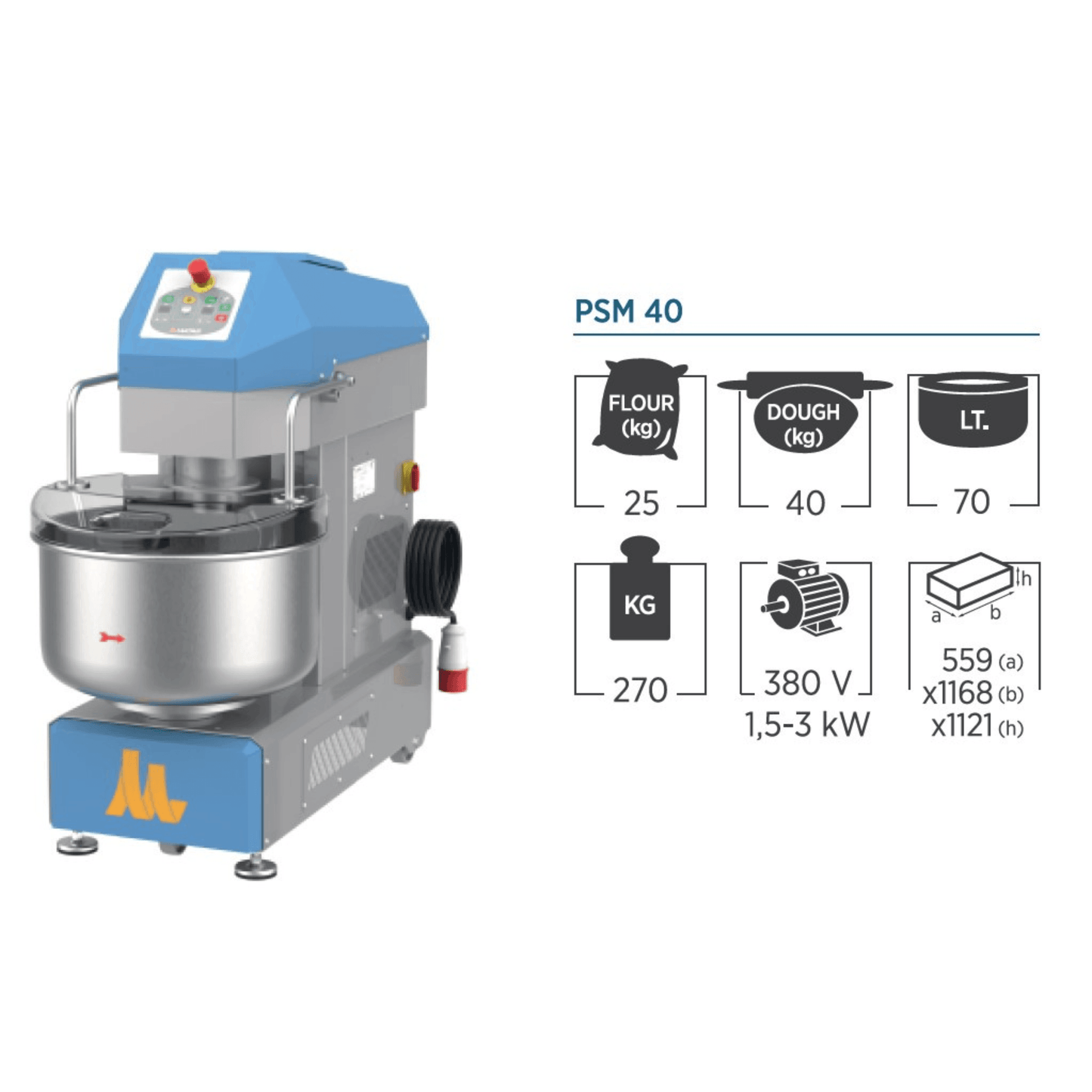Mataş Makina PRO Spiral Mixer PSM-40 - Makina Jay Dee 03298063006385