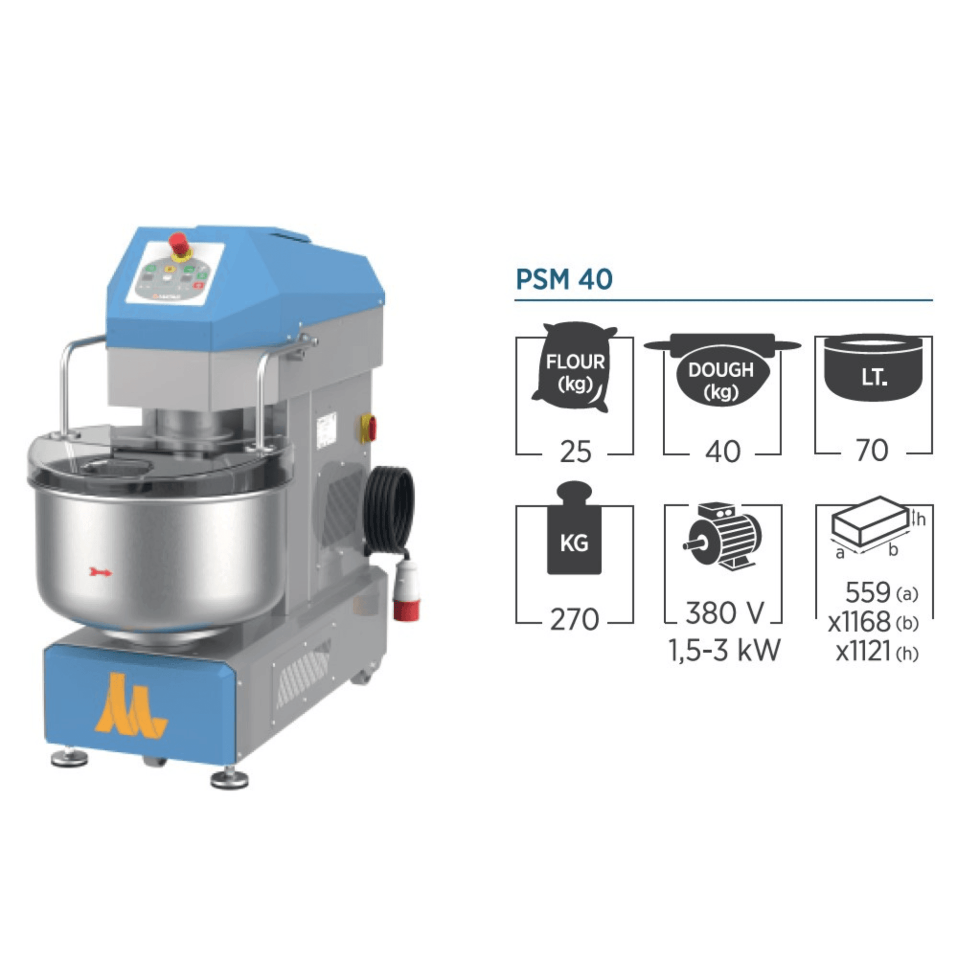 Mataş Makina PRO Spiral Mixer PSM-40 - Makina Jay Dee 03298063006385