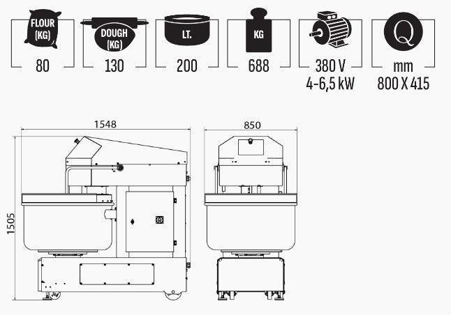 Mataş Makina Spiral Mixer SM-130 - Makina Jay Dee 03298062025265