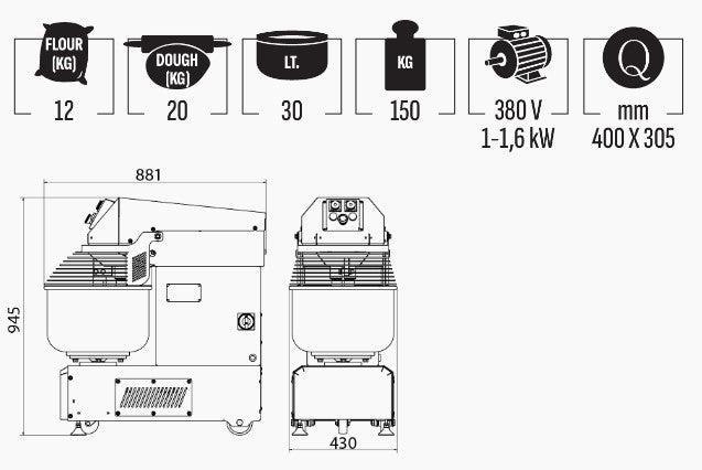 Mataş Makina Spiral Mixer SM-20 - Makina Jay Dee 03298068684977