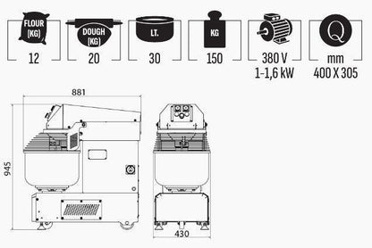 Mataş Makina Spiral Mixer SM-20 - Makina Jay Dee 03298068684977