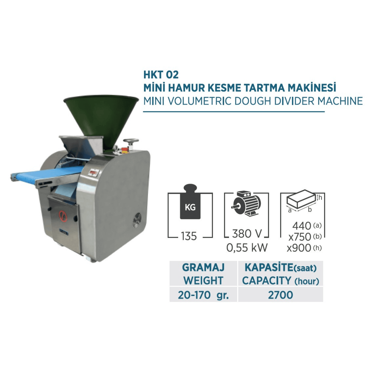 Mataş Makina Volumetric Dough Dividing Machine HKT-02 - Makina Jay Dee 03298064505777