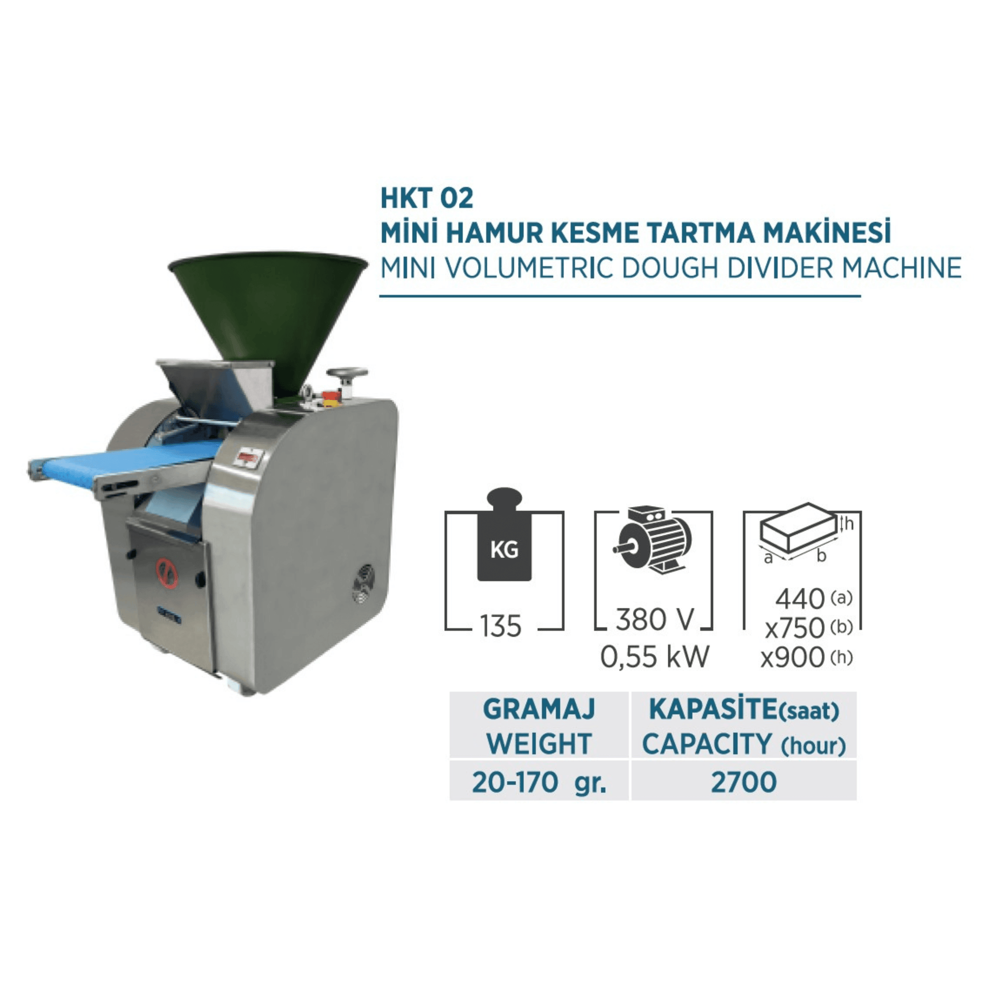 Mataş Makina Volumetric Dough Dividing Machine HKT-02 - Makina Jay Dee 03298064505777
